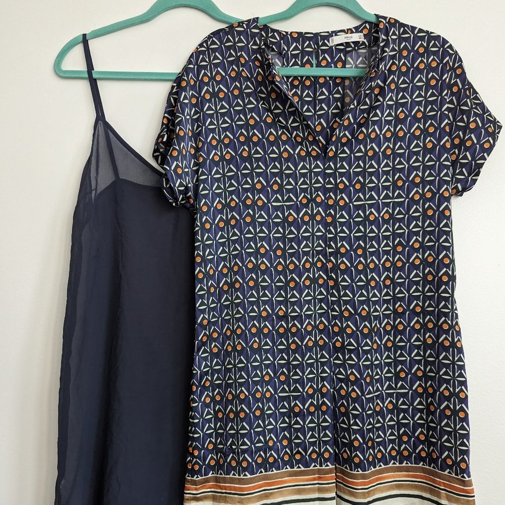 two piece dress set Mango tunic kimono sheer dress tropical pattern summer